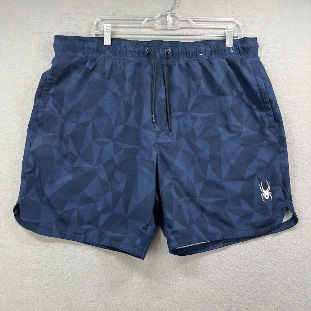 Spyder Swim Trunks Mens XL Blue Geometric Prism‎ Performance Beach Board Shorts